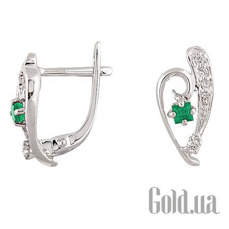 Серьги Золотые серьги с бриллиантами и изумрудами