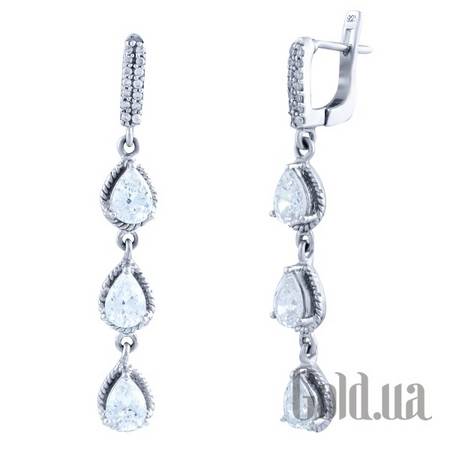 Серьги с подвесками Серебряные серьги с куб. циркониями