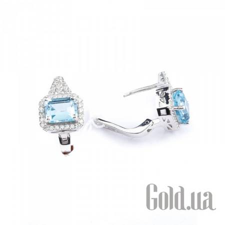 Серьги Серебряные серьги с куб. циркониями и топазами
