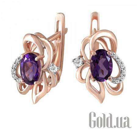 Серьги Золотые серьги с бриллиантами и аметистами