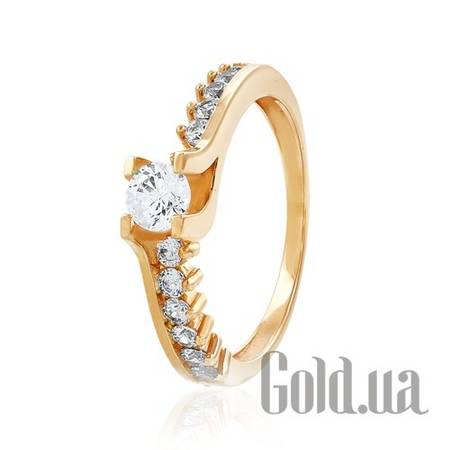 Кольцо Золотое кольцо с камнем Swarovski и куб. циркониями, 17.5