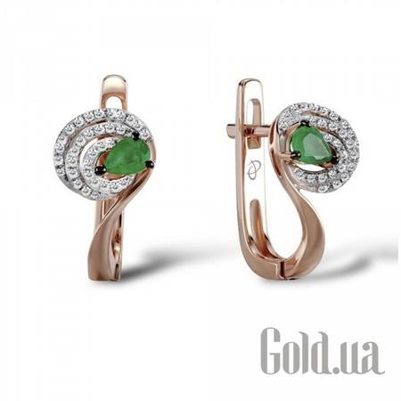 Серьги Золотые серьги с бриллиантами и изумрудами