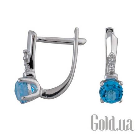 Серьги Золотые серьги с бриллиантами и топазами