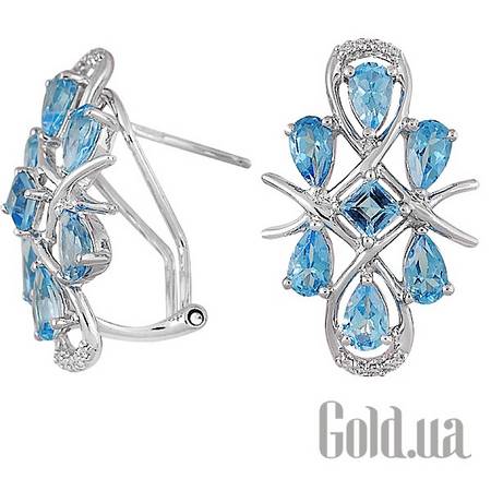 Серьги Золотые серьги с бриллиантами и топазами