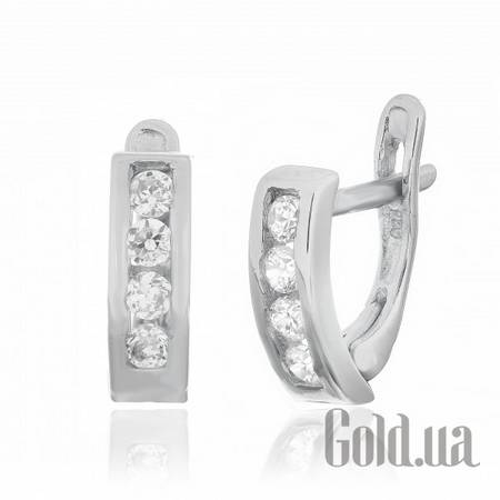 Серьги Серебряные серьги  с куб. циркониями