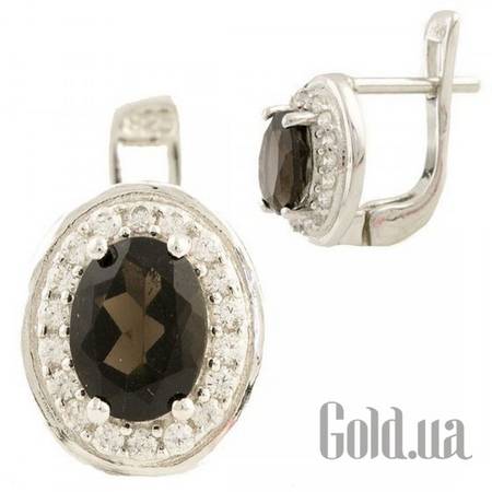 Серьги Серебряные серьги с раухтопазами и куб. циркониями