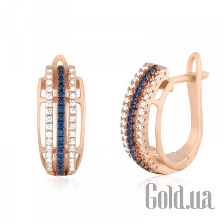 Серьги Серебряные серьги с куб. циркониями в позолоте