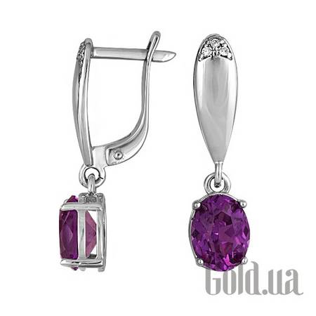 Серьги с подвесками Золотые серьги с корундом (синтетич.) и куб.циркониями