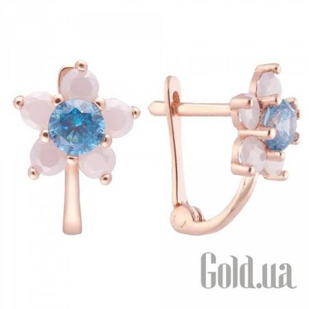 Серьги Золотые серьги с куб. циркониями и искусств. опалами