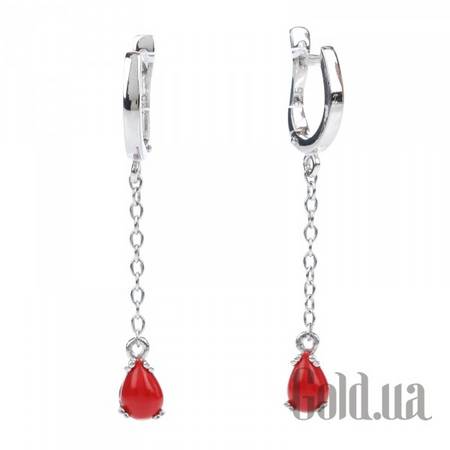 Серьги с подвесками Серебряные серьги с кораллами