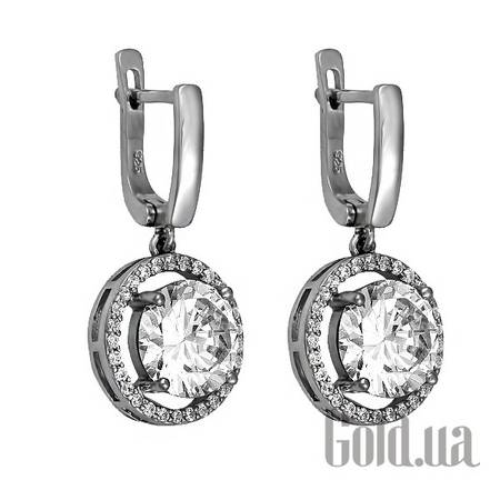 Серьги с подвесками Серебряные серьги с куб. циркониями
