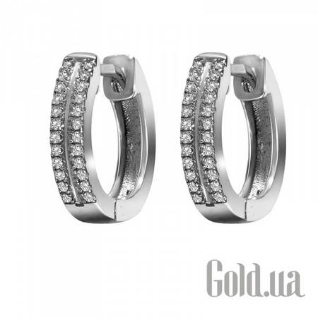 Серьги-кольца Серебряные серьги с куб. циркониями