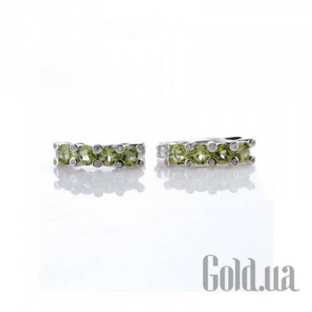 Серьги Серебряные серьги с куб. циркониями и хризолитами