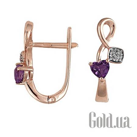 Серьги Золотые серьги с бриллиантами и аметистами