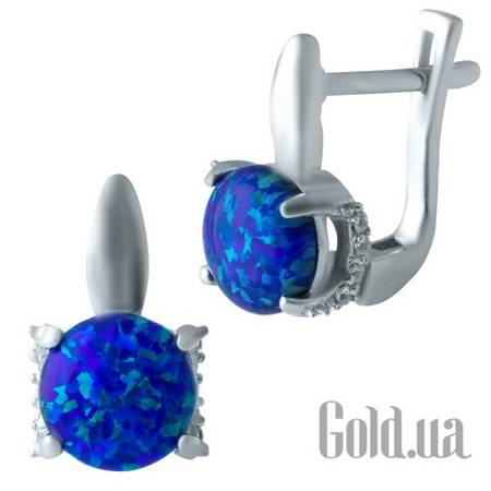 Серьги Серебряные серьги с опалами и куб. циркониями