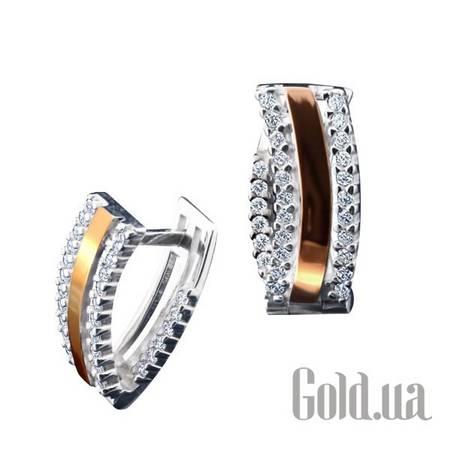 Серьги Серебряные серьги с куб. циркониями в позолоте