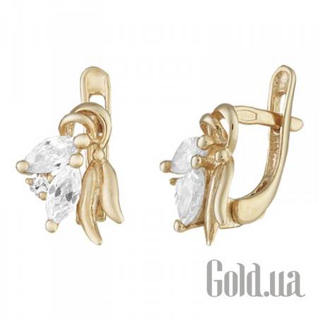 Серьги Серебряные серьги с куб. циркониями в позолоте