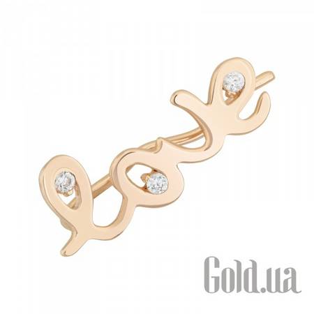 Серьги Золотая одиночная серьга с куб. циркониями