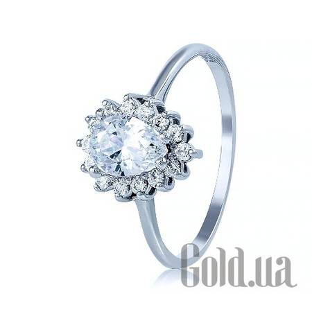 Кольцо Золотое кольцо с камнем Swarovski и куб. циркониями, 17.5