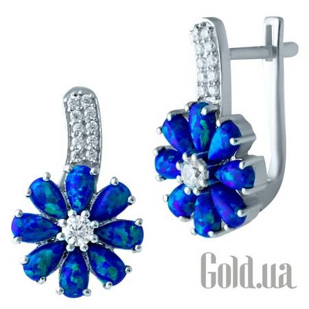Серьги Серебряные серьги с опалами и куб. циркониями