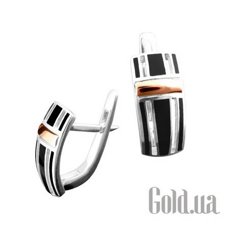 Серьги Серебряные серьги с эмалью в позолоте