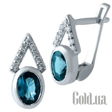 Серьги Серебряные серьги с топазами и куб. циркониями
