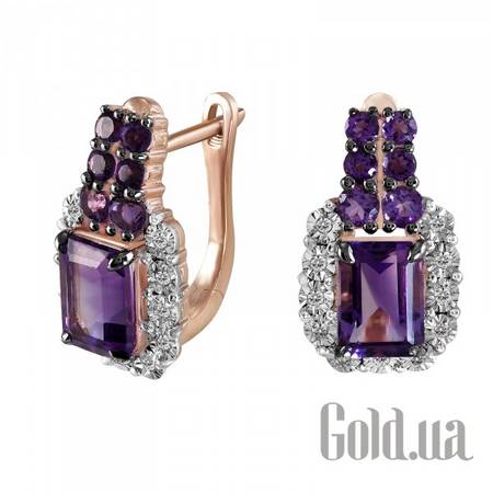 Серьги Золотые серьги с бриллиантами и аметистами