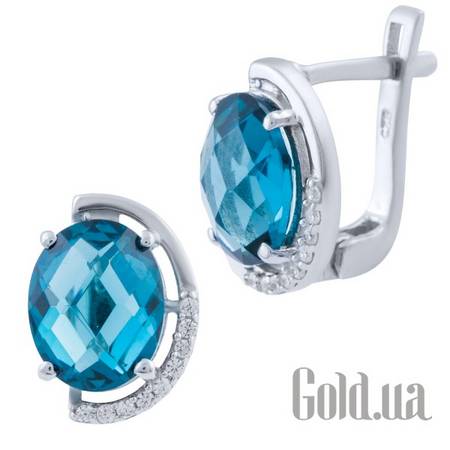 Серьги Серебряные серьги с топазами и куб.циркониями