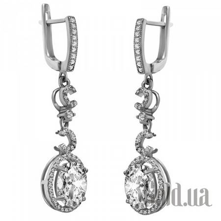 Серьги с подвесками Серебряные серьги с куб. циркониями