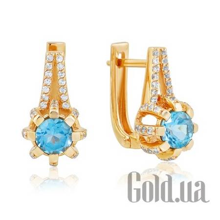 Серьги Золотые серьги с топазами и куб. циркониями