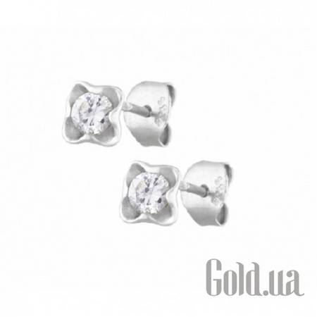 Серьги-гвоздики Серебряные серьги  с куб. циркониями