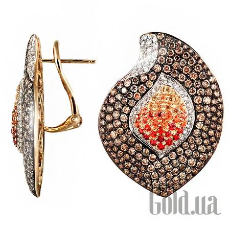 Серьги Золотые серьги с бриллиантами и сапфирами