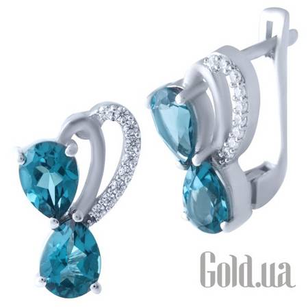 Серьги Серебряные серьги с топазами и куб. циркониями