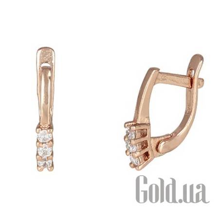 Серьги Серебряные серьги  с куб. циркониями в позолоте
