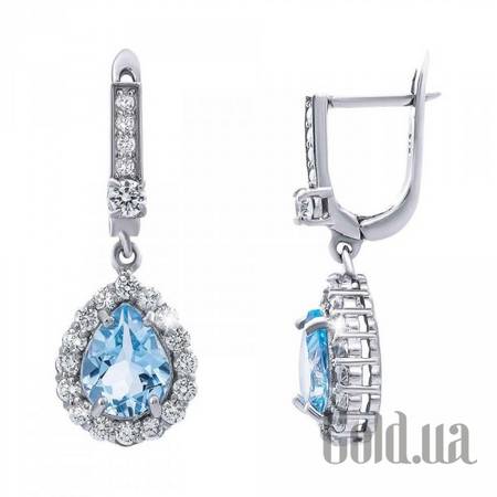 Серьги с подвесками Серебряные серьги с топазами и куб.циркониями