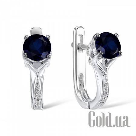 Серьги Золотые серьги с бриллиантами и сапфирами