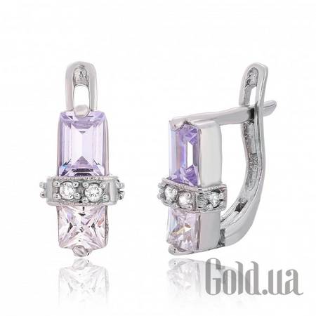 Серьги Серебряные серьги  с куб. циркониями