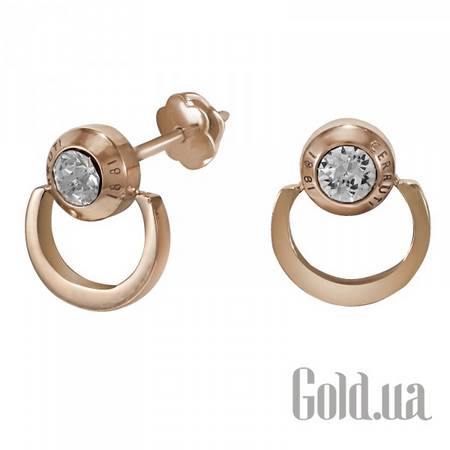 Пусеты (гвоздики) Стальные серьги со стразами в позолоте