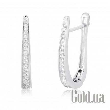 Серьги Серебряные серьги  с куб. циркониями