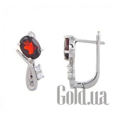 Серьги Серебряные серьги с гранатами и куб. циркониями