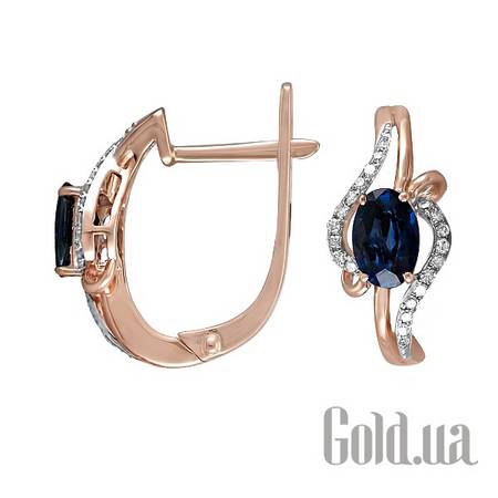 Серьги Золотые серьги с бриллиантами и сапфирами