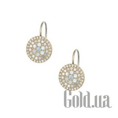Серьги Стальные серьги с куб. циркониями в позолоте