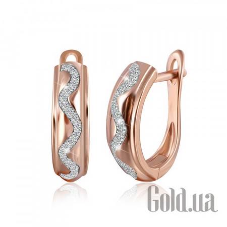 Серьги Серебряные серьги с куб. циркониями в позолоте