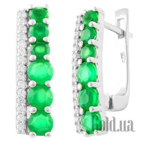 Серьги Серебряные серьги с агатами и куб. циркониями