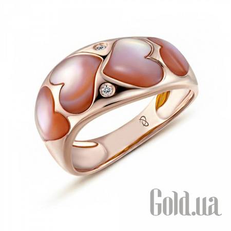 Кольцо Золотое кольцо с бриллиантами и перламутром, 17.5