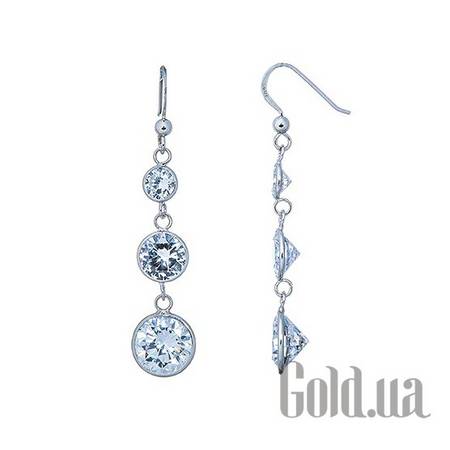 Серьги с подвесками Серебряные серьги с куб. циркониями
