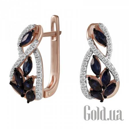Серьги Золотые серьги с бриллиантами и сапфирами