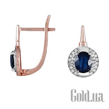 Серьги Золотые серьги с бриллиантами и сапфирами