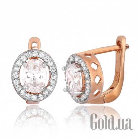 Серьги Серебряные серьги с  куб. циркониями в позолоте