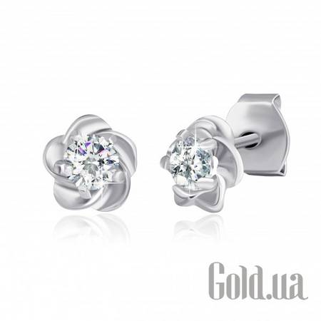 Серьги-гвоздики Серебряные серьги с куб. циркониями